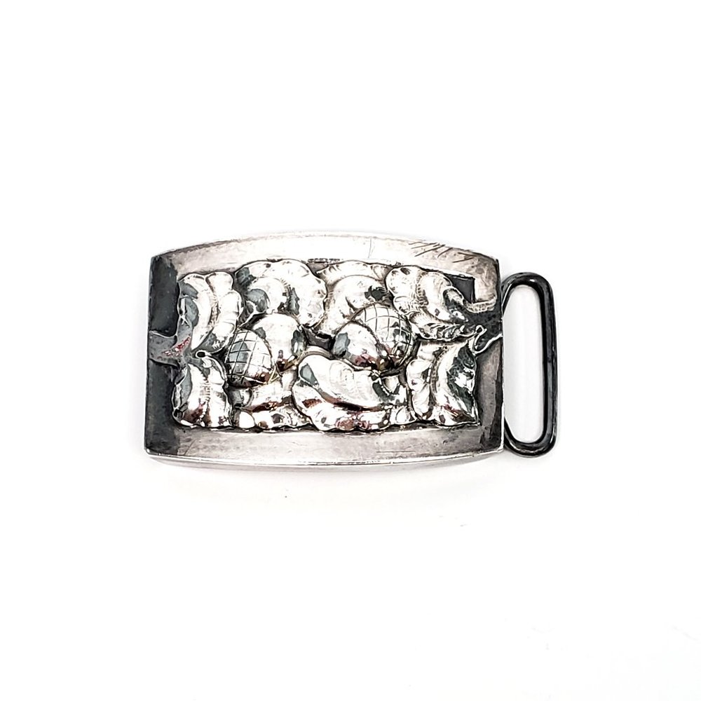Antique Sterling Silver Georg Jensen Denmark Acorn Belt Buckle #67 #6766